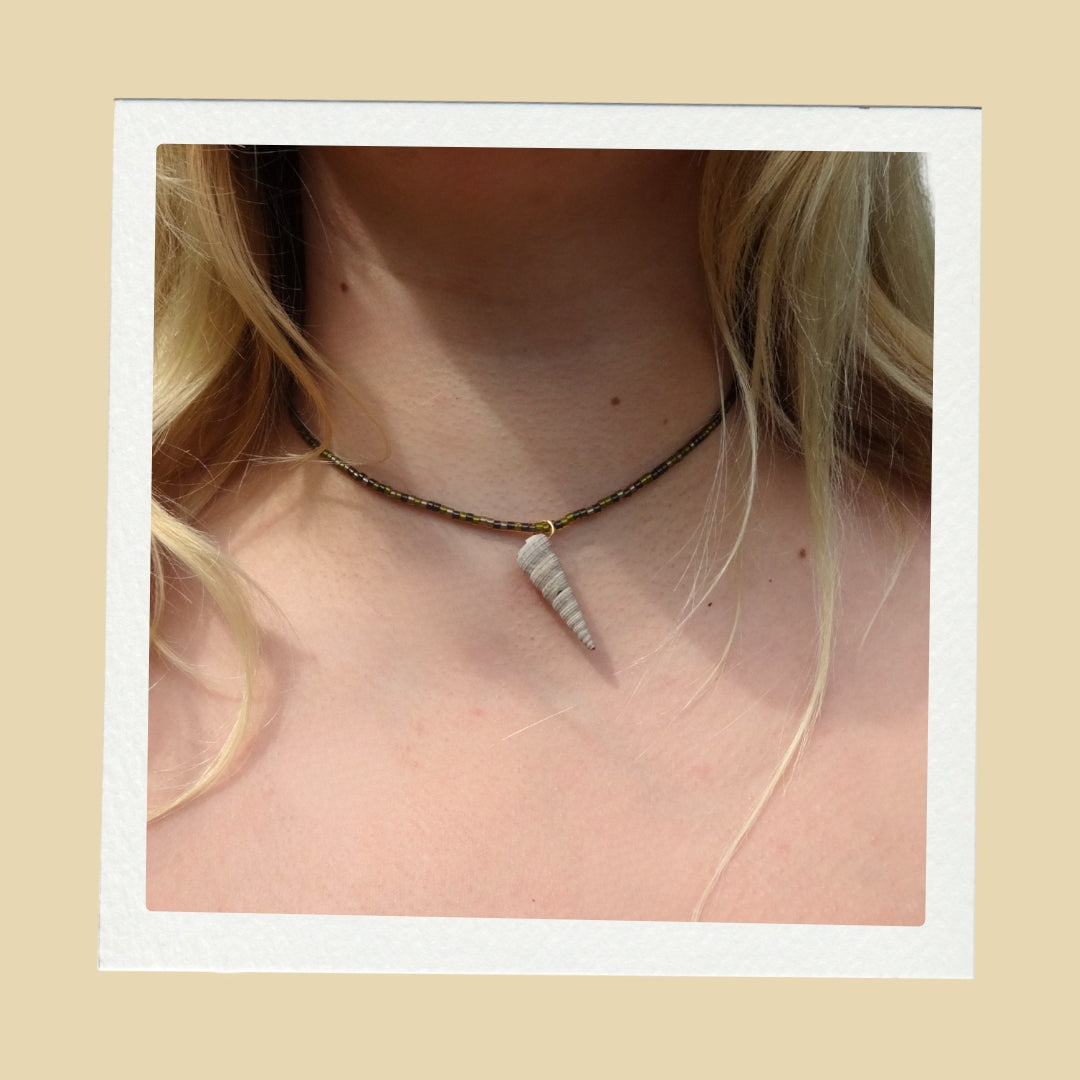 Handmade Necklace - Green Algae on the Rock